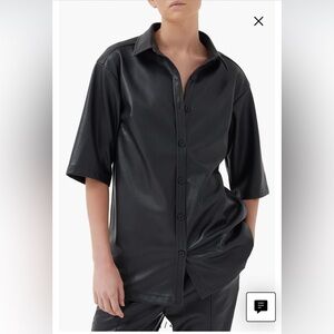 4th & Reckless Violette Faux Leather Shirt, Black